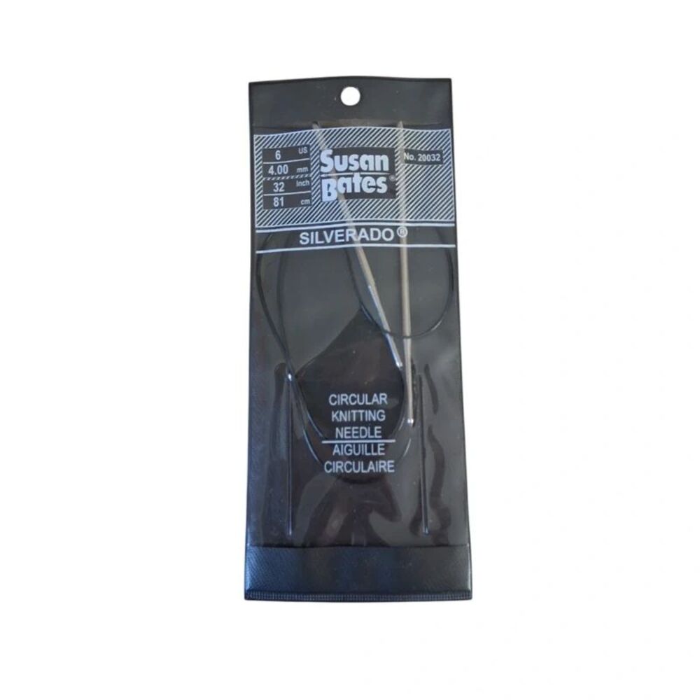 Susan Bates Silverado Nickel Plated Nylon Cable Circular Knitting Needle Size 6